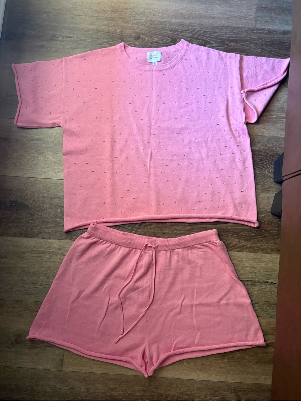 Things Between, Pink Cozy Cotton Pointelle Short Set